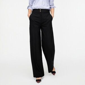 NEW J. Crew Wide Leg Flare Pant Stretch Twill Black Size 2 Frankie Chino Trouser